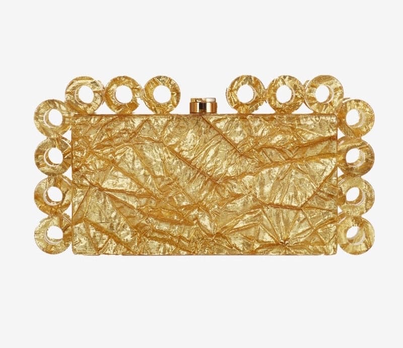 Crinkled Ring Metallic Clutch