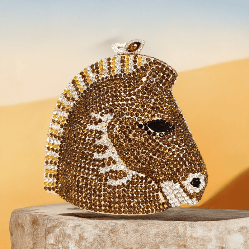 Elegant Horse Head Mini Crystal Evening Purse