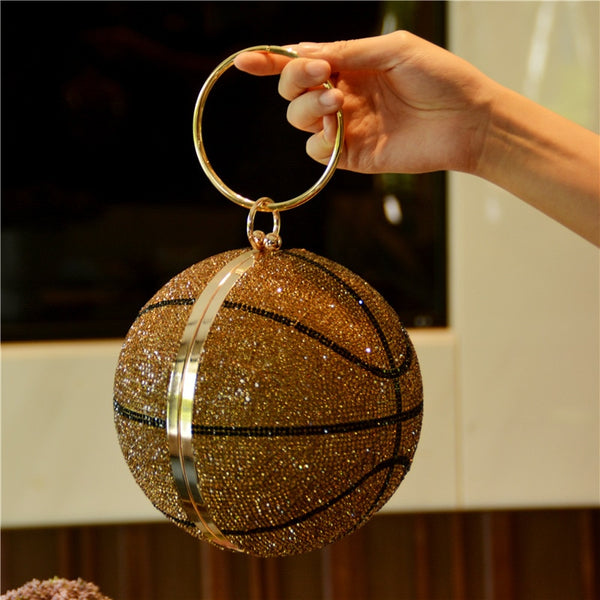 Basketball Ball Shaped Gold Clutch