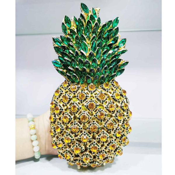 Pochette de soirée en forme d'ananas en cristal