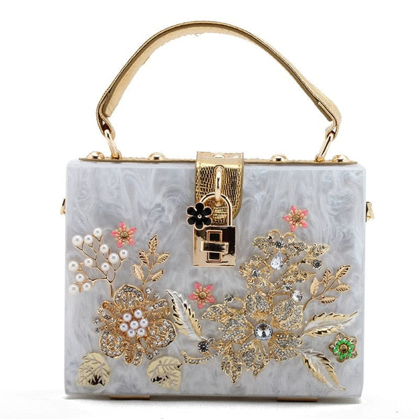 High Quality Flowers Diamond Clutch