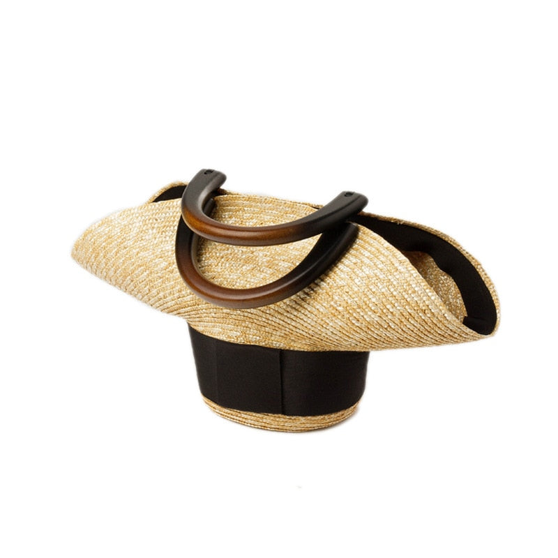 Bolsa de praia de viagem decorada em palha de trigo