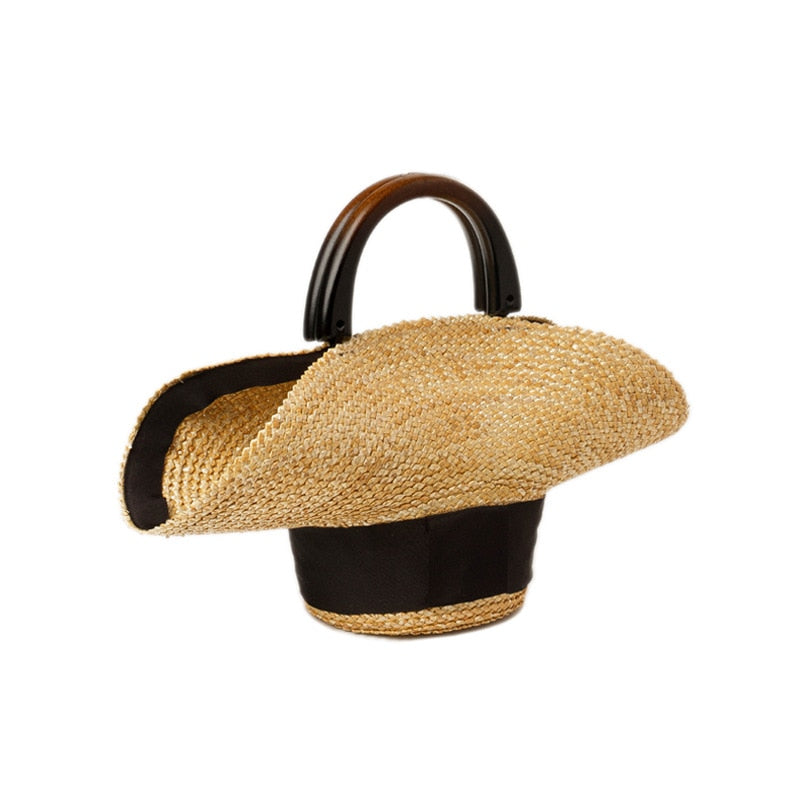 Bolsa de praia de viagem decorada em palha de trigo