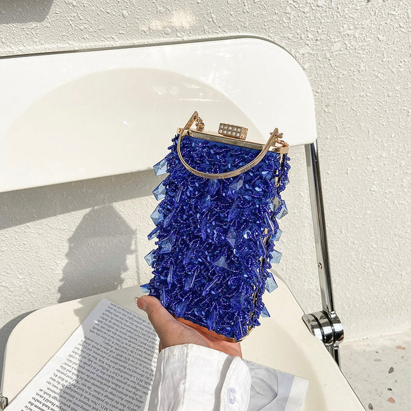 Bolsa clutch azul cristal