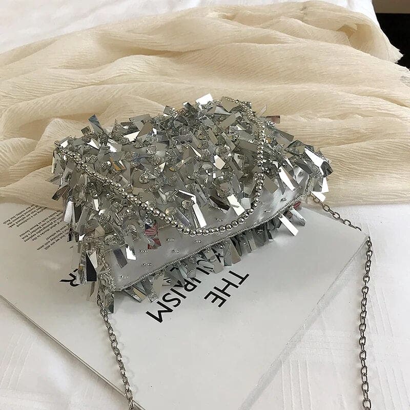 Sequin Rhinestone Tassel Bag