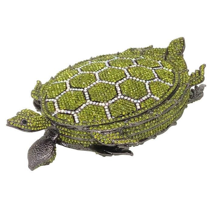 3D Turtle Crystal Wedding Clutch