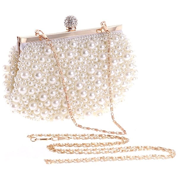 Pochette à perles blanches