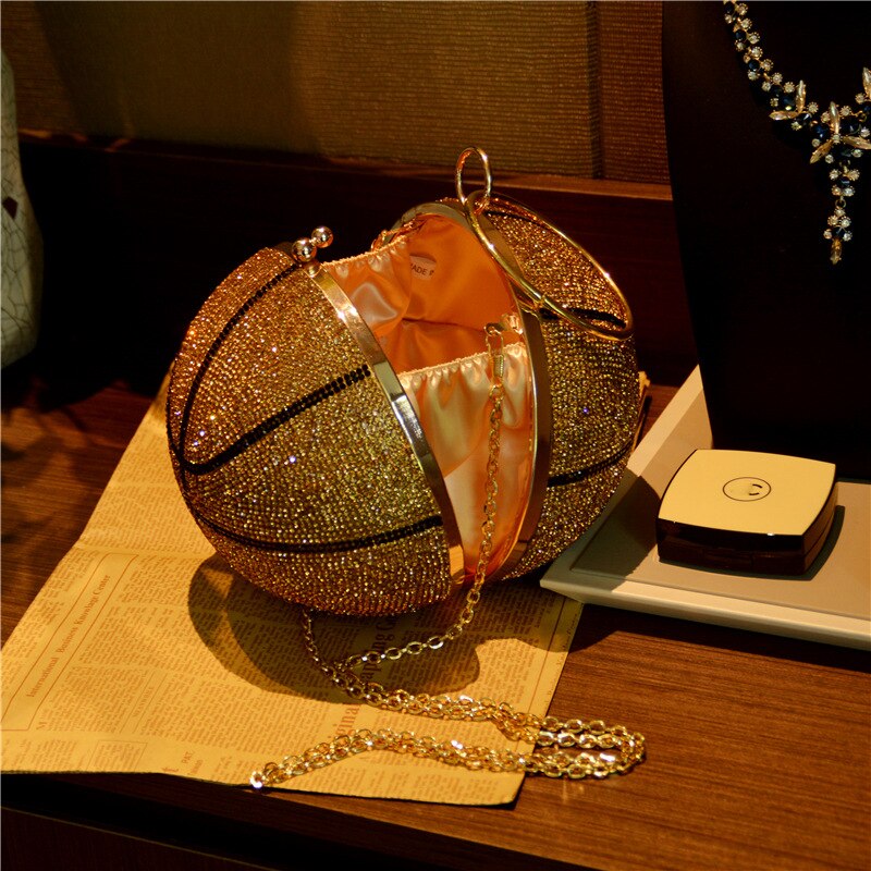 Basketball Ball Shaped Gold Clutch