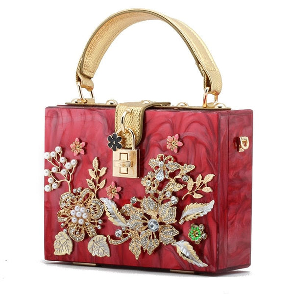 High Quality Flowers Diamond Clutch