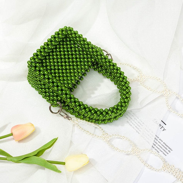 Small Square Handmade Pearl Handbag