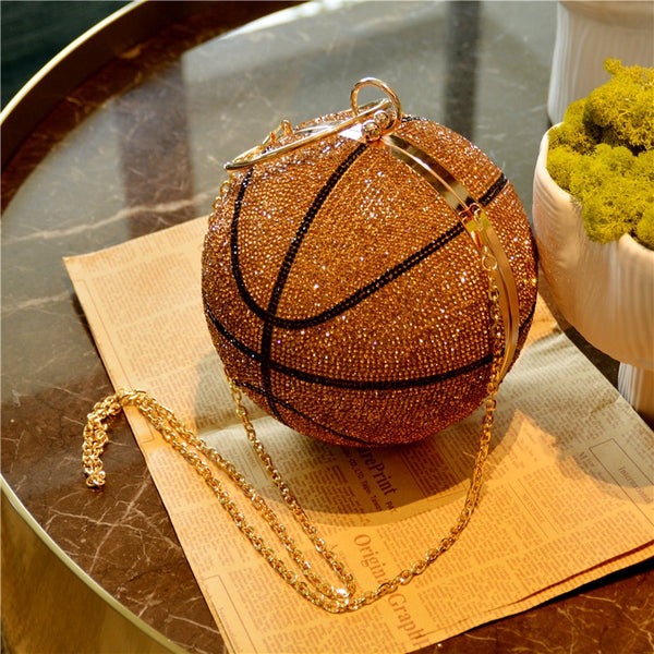 Basketball Ball Shaped Gold Clutch