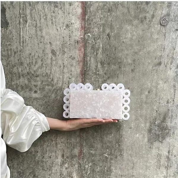 Crinkled Ring Metallic Clutch Bag