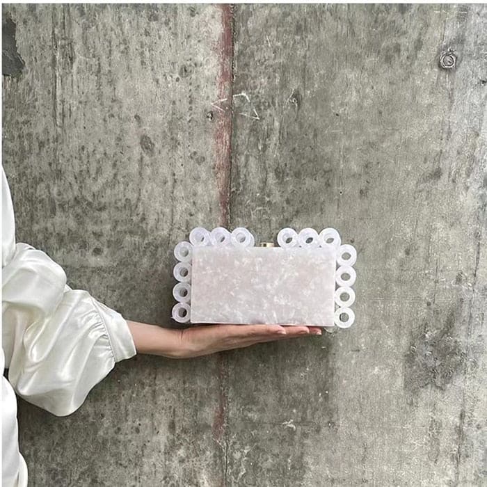 Crinkled Ring Metallic Clutch