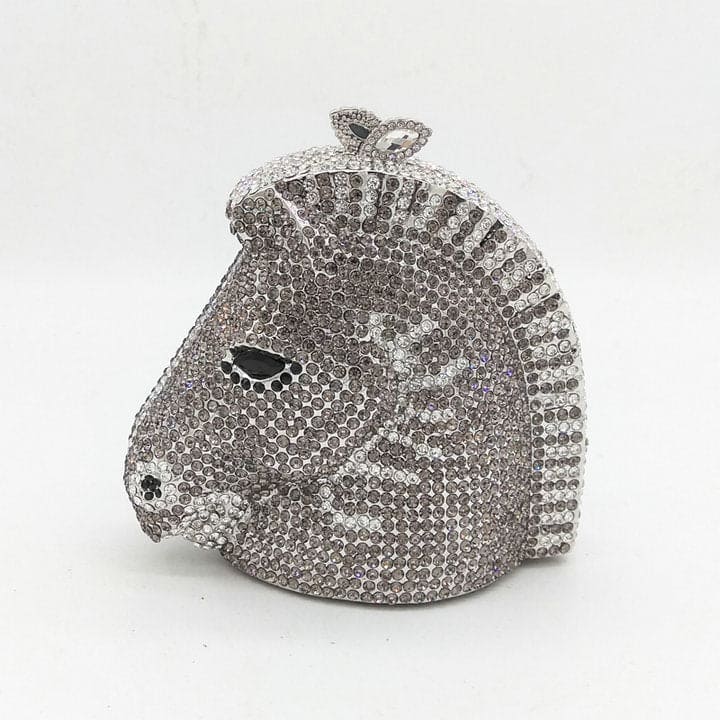 Elegant Horse Head Mini Crystal Evening Purse