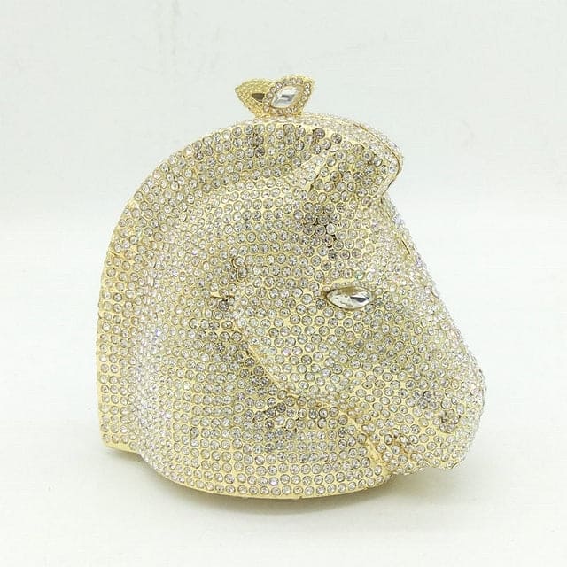 Elegant Horse Head Mini Crystal Evening Purse
