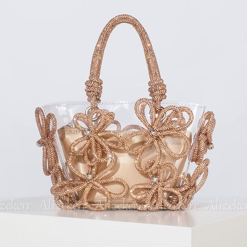 Sac fourre-tout transparent à fleurs