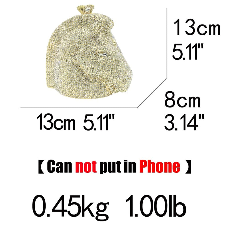 Elegant Horse Head Mini Crystal Evening Purse
