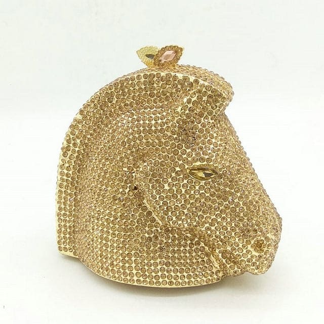 Elegant Horse Head Mini Crystal Evening Purse