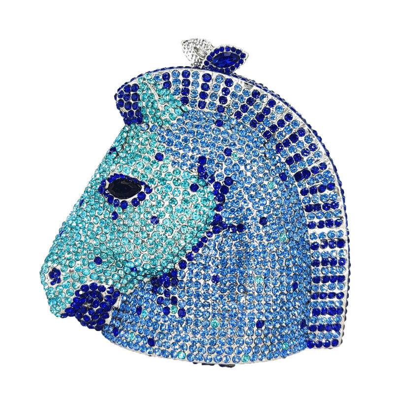 Mini sac à main de soirée élégant en cristal avec tête de cheval